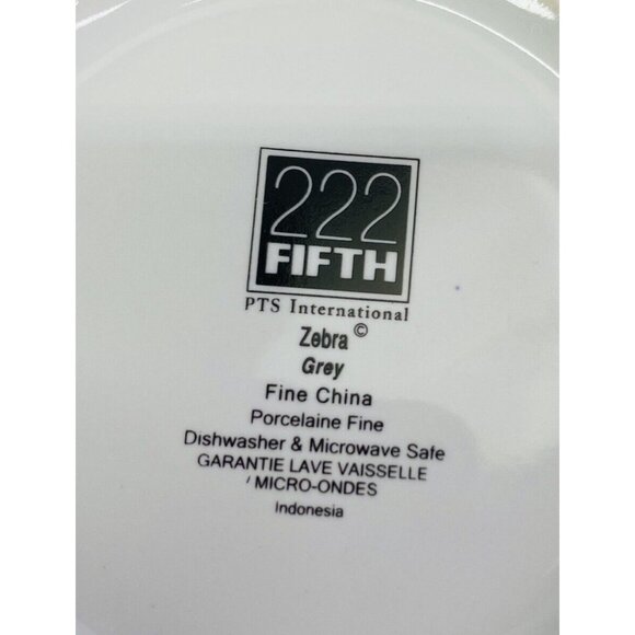 222 Fifth ZEBRA GREY White Square Porcelain Square Appetizer Bread Plates Set 5 - Picture 7 of 11